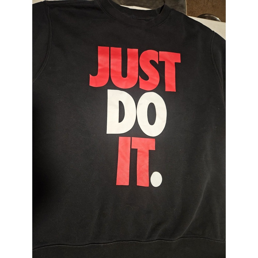 Nike Mens Just Do It Graphic Crewneck Sweatshirt‎ Black Red White XL Pullover
